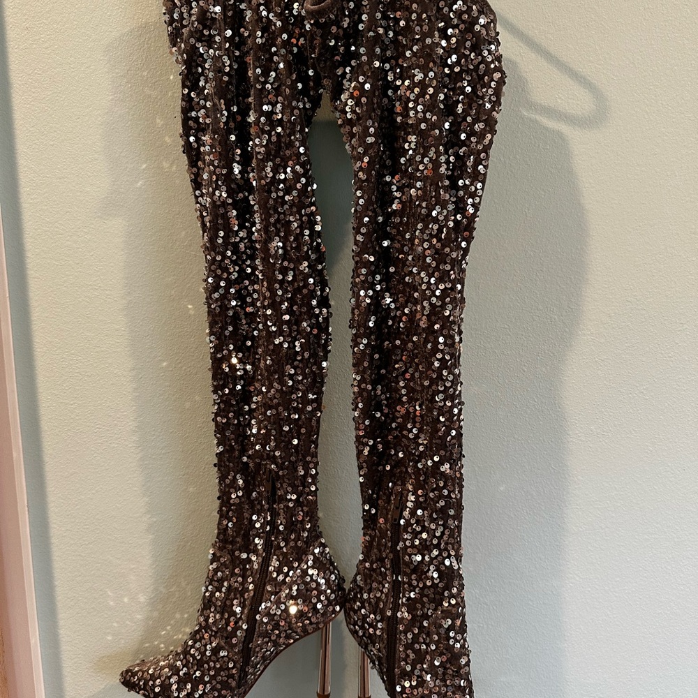 Sequin Thigh High Boots